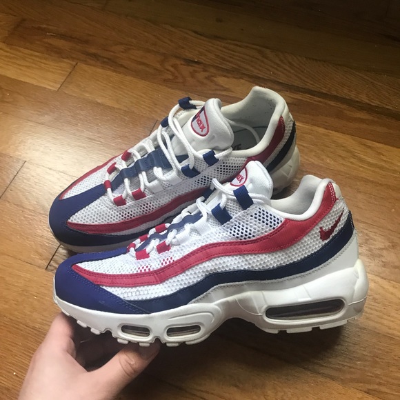 Nike Other - Nike Air Max 95 White Deep Royal Blue Gym Red
